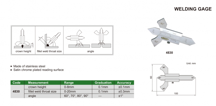 4830 Thước đo mối hàn cơ khí Insize
