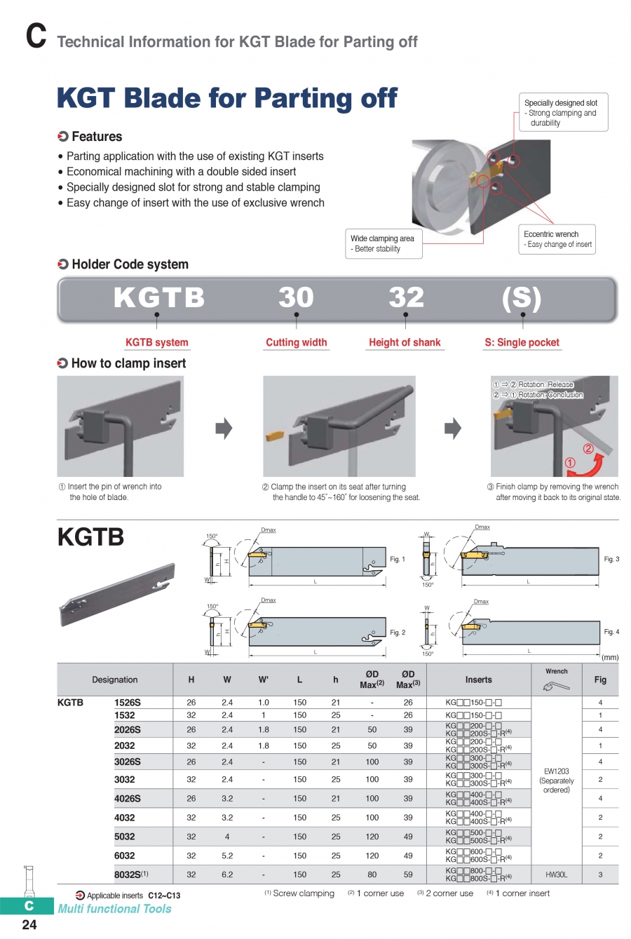 Cán dao tiện cắt đứt KGTB Korloy (KGT Holder)