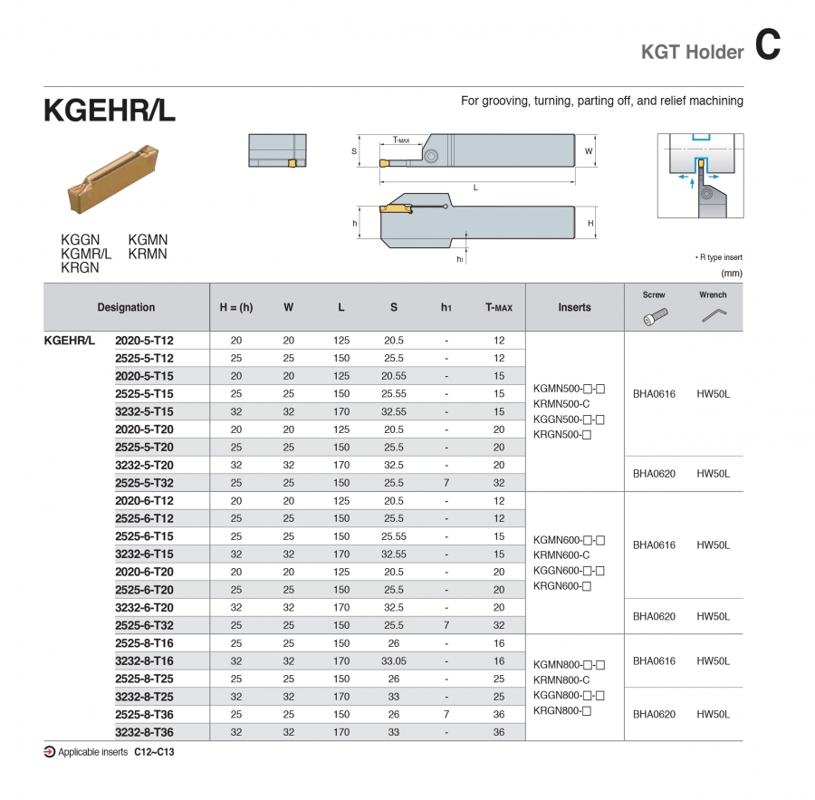 Cán dao tiện rãnh KGEHR/L Korloy (KGT Holder)