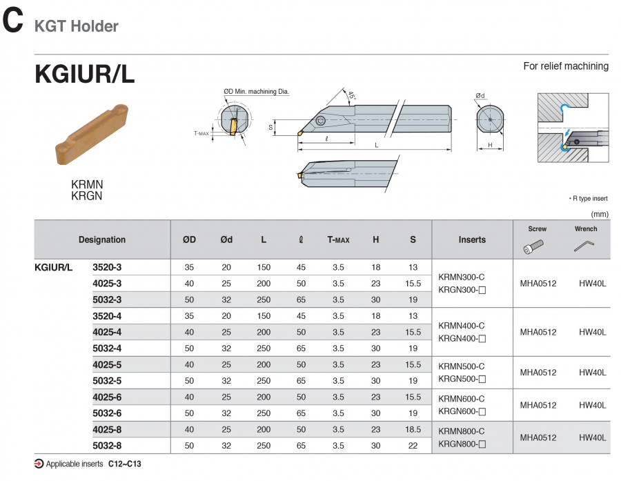 Cán dao tiện rãnh trong KGIUR/L Korloy (KGT Holder)