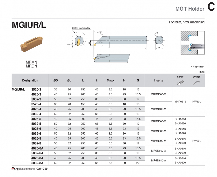 Cán dao tiện rãnh trong MGIUR/L Korloy (MGT Holder)