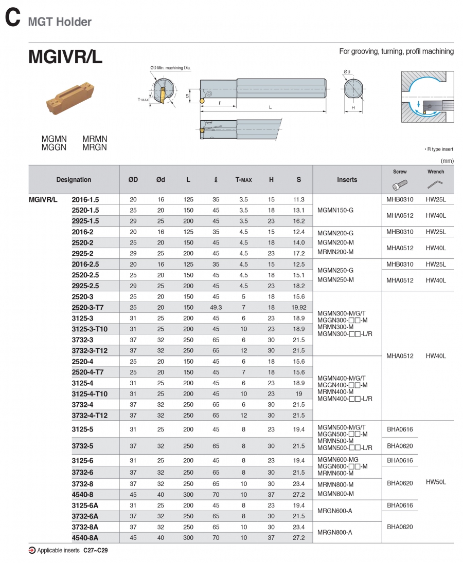 Cán dao tiện rãnh trong MGIVR/L Korloy (MGT Holder)