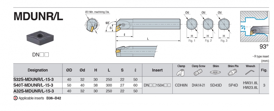 Cán dao tiện lỗ góc 93° MDUNR/L Korloy (loại khóa đa năng)