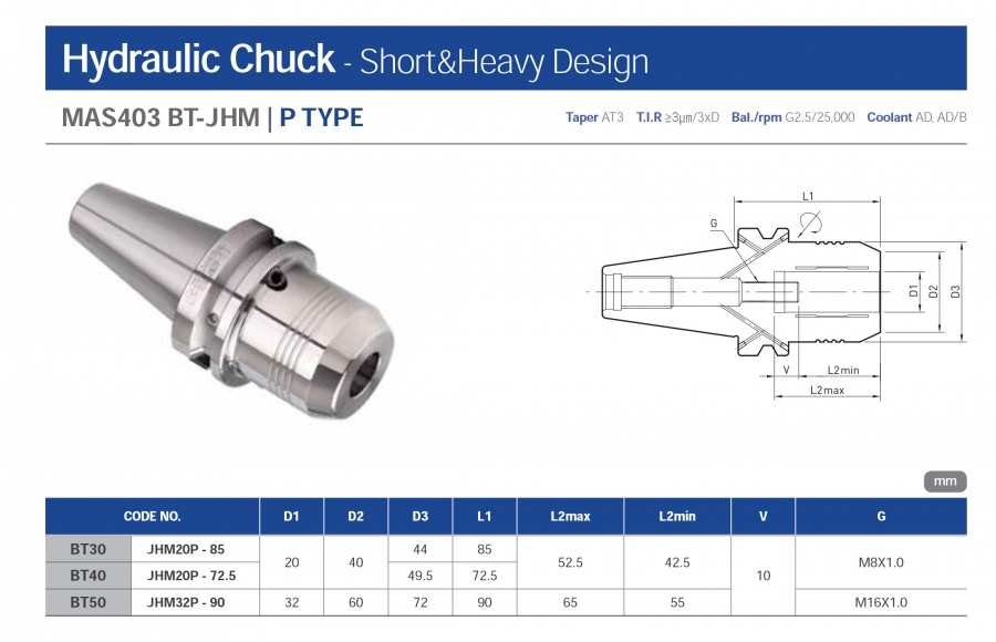 Đầu kẹp dao thủy lực BT-JHM-P Jeil Solution