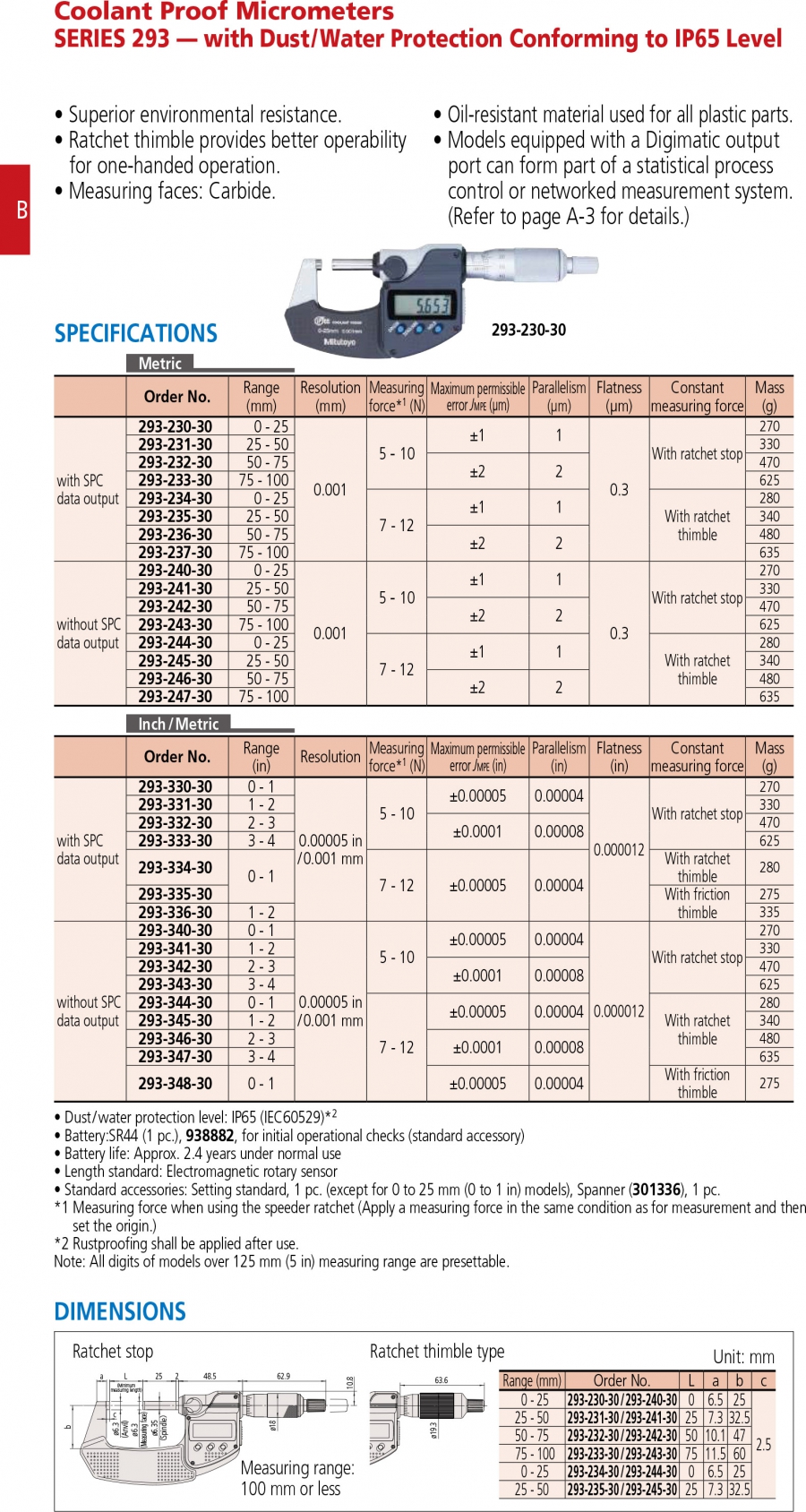 Panme đo ngoài điện tử Mitutoyo 293-241-30 (25-50mm/0.001mm)