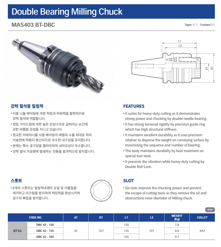 Đầu kẹp vòng bi đôi BT collet C Jeil Solution