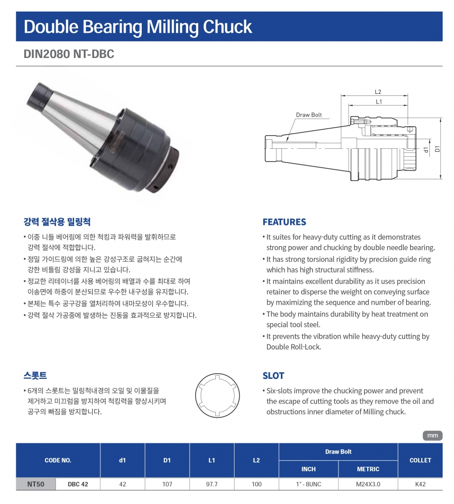 Đầu kẹp vòng bi đôi NT collet C Jeil Solution