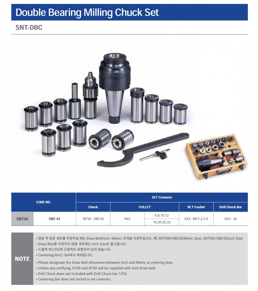 Bộ đầu kẹp vòng bi đôi NT collet C Jeil Solution