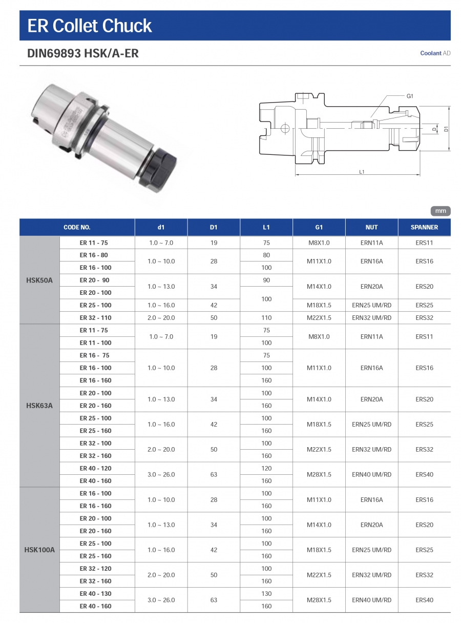 Đầu kẹp HSK collet ER Jeil Solution