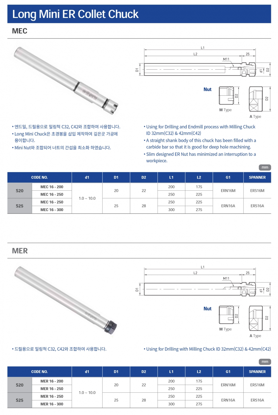 Đầu kẹp cán dài collet ER Jeil Solution