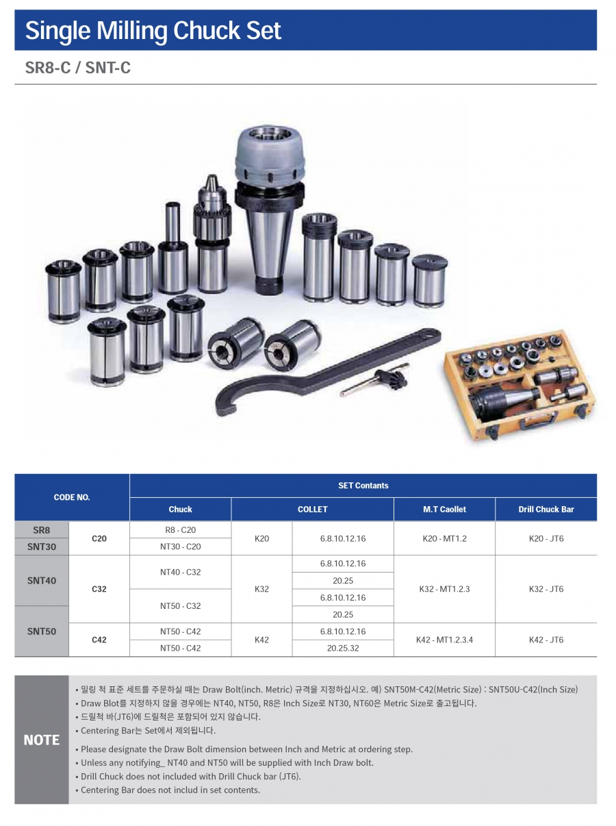 Bộ đầu kẹp R8, NT collet C Jeil Solution