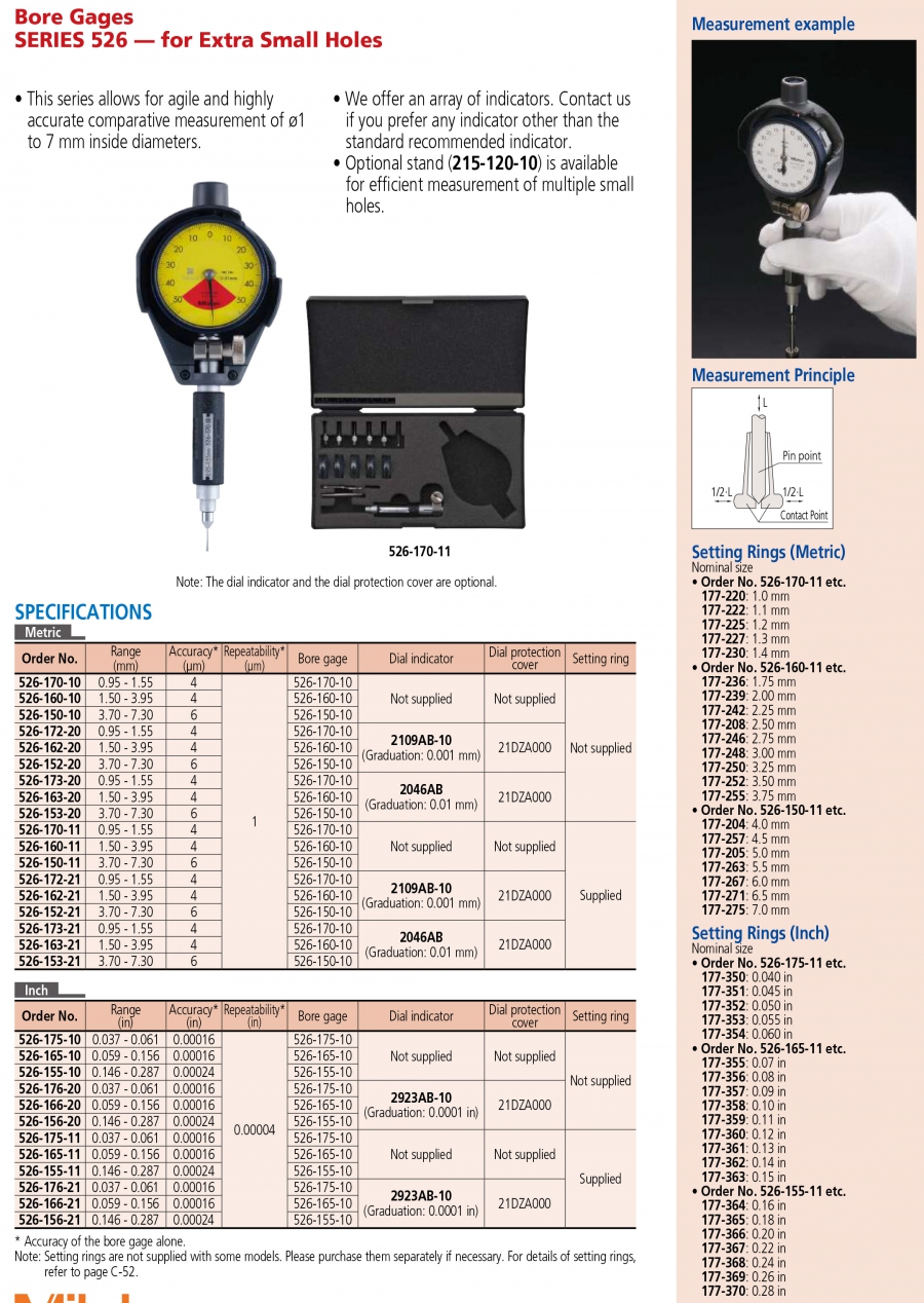 Bộ thước đo lỗ nhỏ Mitutoyo 526-162-20 (1.50-3.95mm)