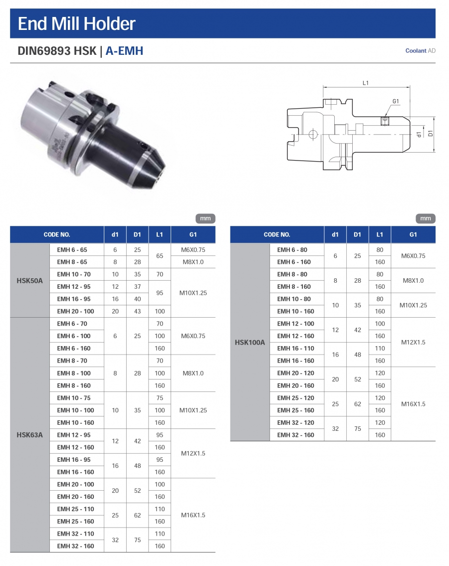 Đầu kẹp dao khóa cạnh HK-EMH Jeil Solution