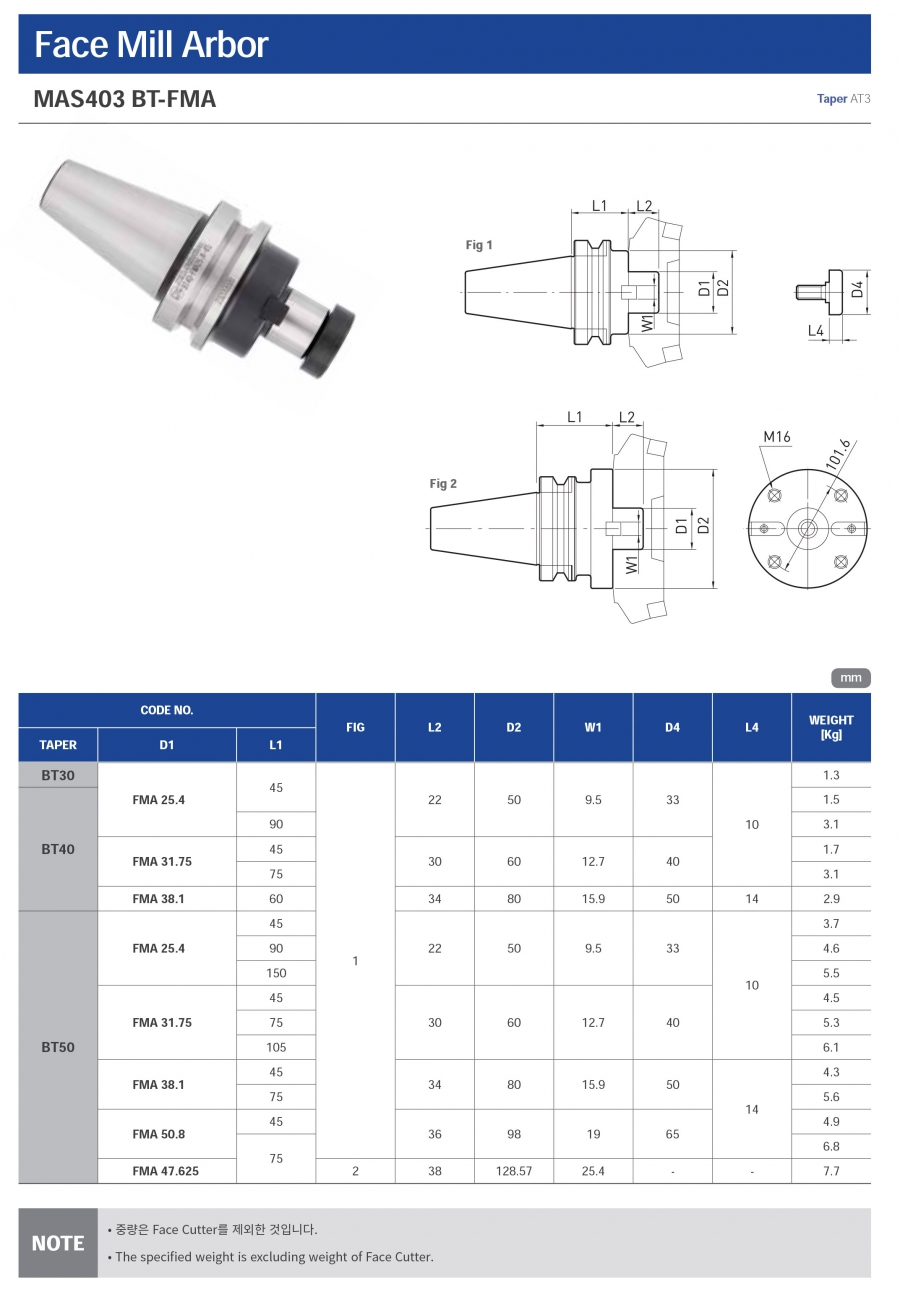 Đầu kẹp gắn đĩa phay BT-FMA Jeil Solution