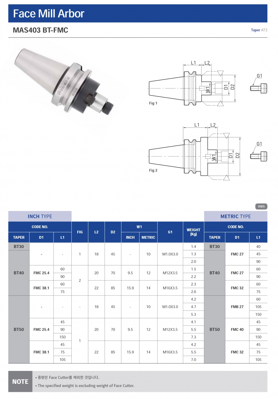 Đầu kẹp gắn đĩa phay BT-FMC Jeil Solution