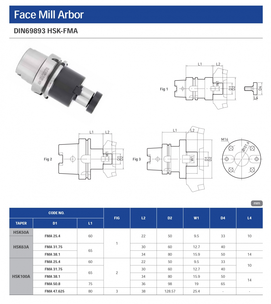 Đầu kẹp gắn đĩa phay HSK-FMA Jeil Solution