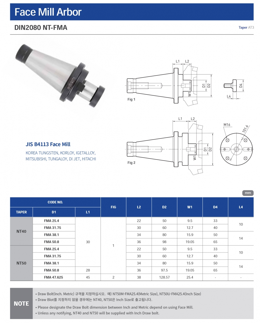 Đầu kẹp gắn đĩa phay NT-FMA Jeil Solution