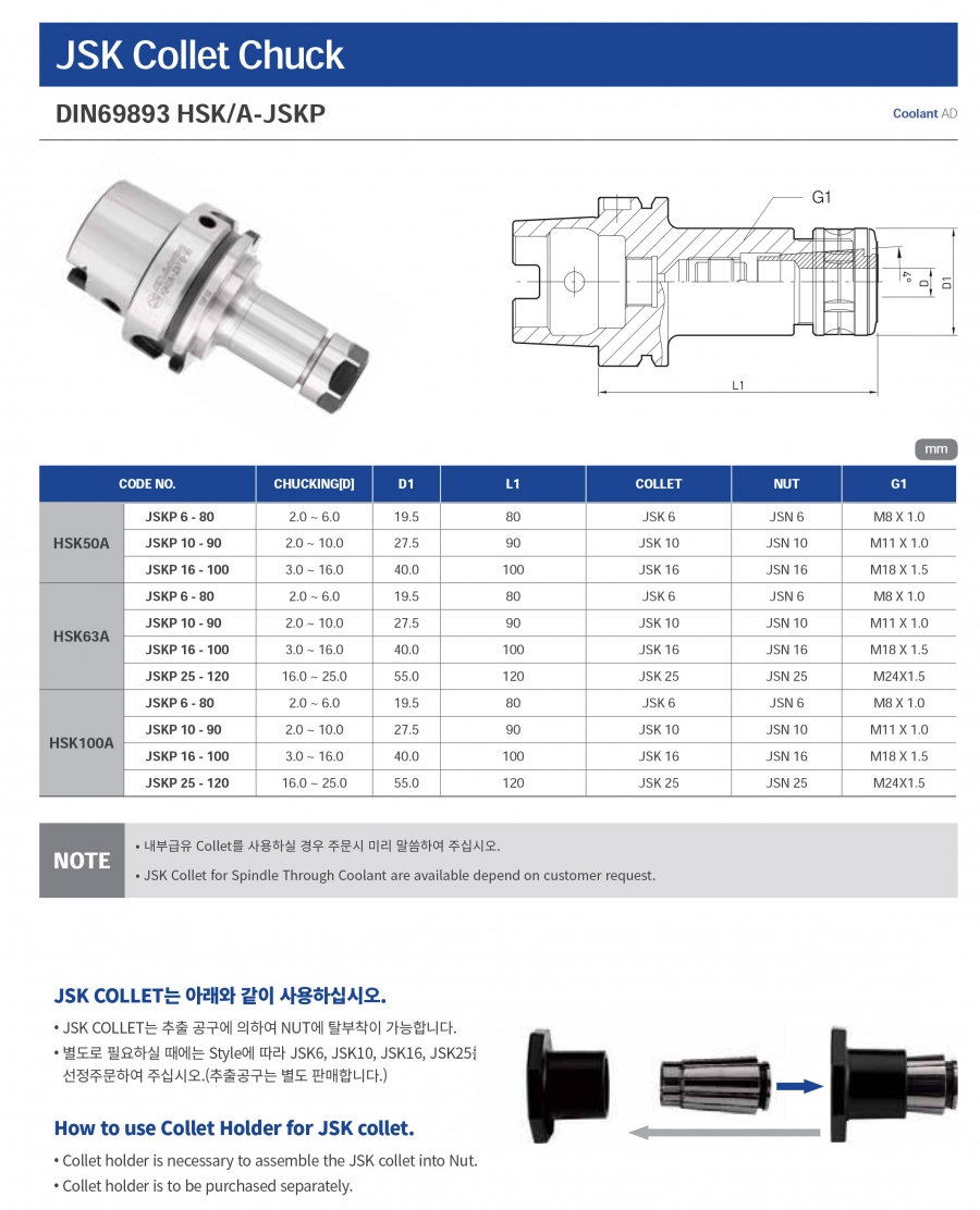 Đầu kẹp HSK collet JSK Jeil Solution