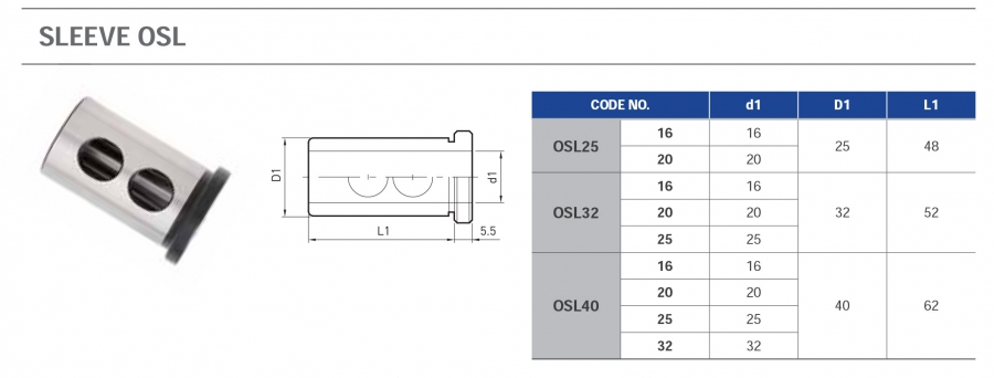 Ống lót cho đầu kẹp có tưới nguội OSL Jeil Solution