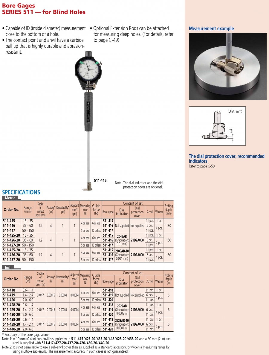 Bộ thước đo lỗ bít Mitutoyo 511-435-20 (15-35mm/0.001mm)