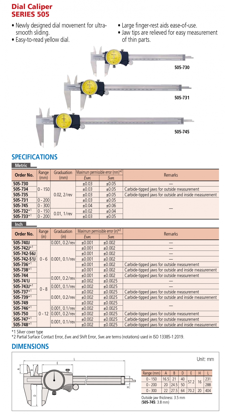 Thước cặp đồng hồ Mitutoyo 505-734 (0-150mm/0.02mm)