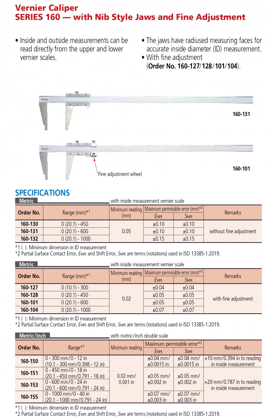 Thước cặp cơ khí Mitutoyo 160-132 (0-1000mm/0.05mm)