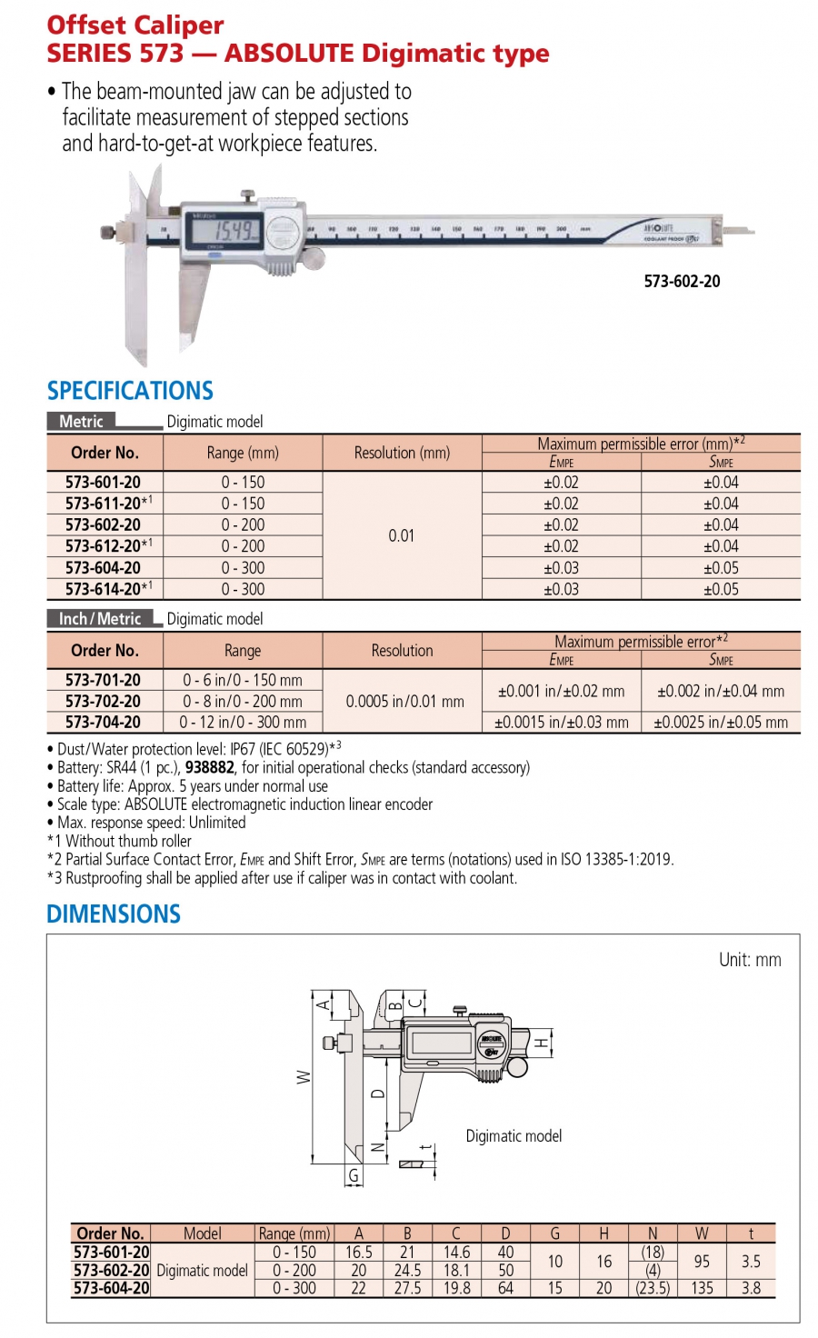 Thước cặp điện tử đo bậc Mitutoyo 573-704-20 (0-300mm/12”)