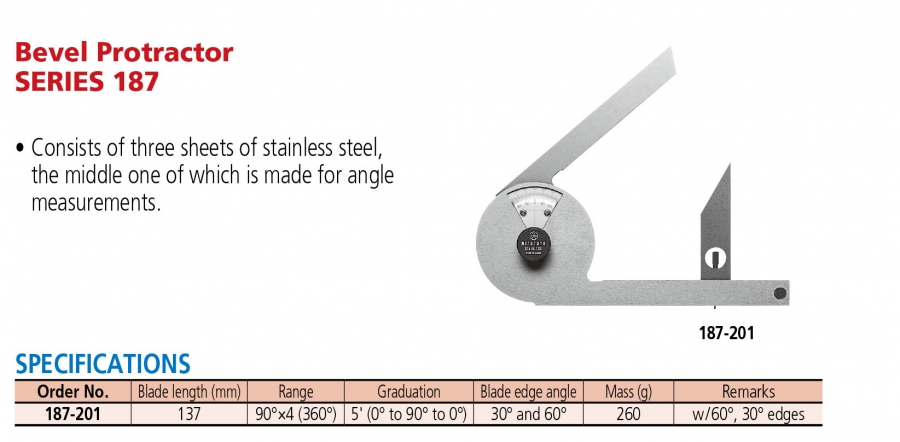 Thước đo góc vát Mitutoyo 187-201 (137mm)