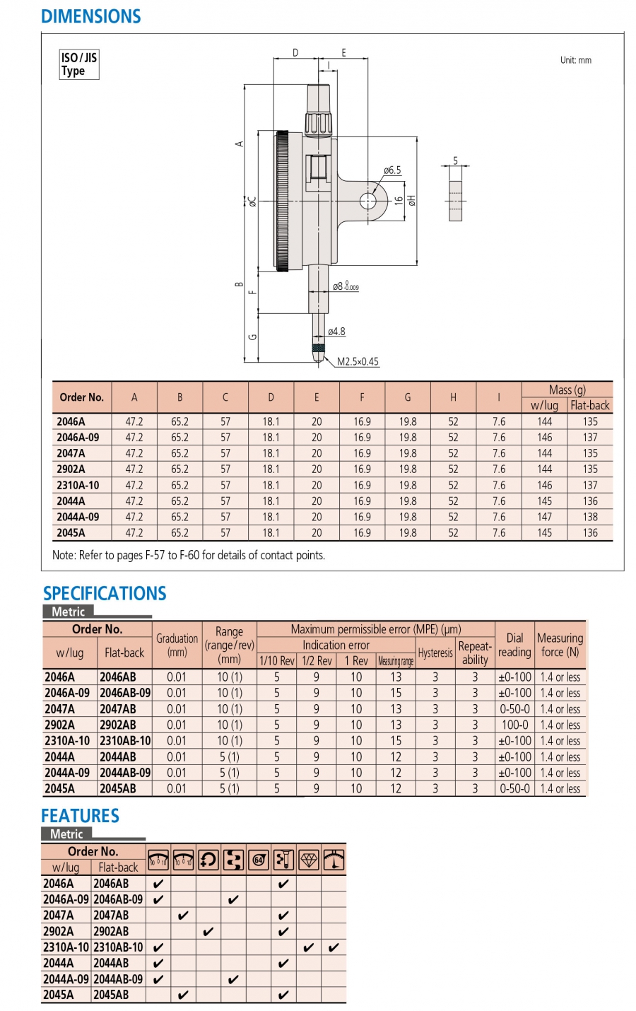 Đồng hồ so cơ khí Mitutoyo 2045AB (0-10mm/0.01mm)