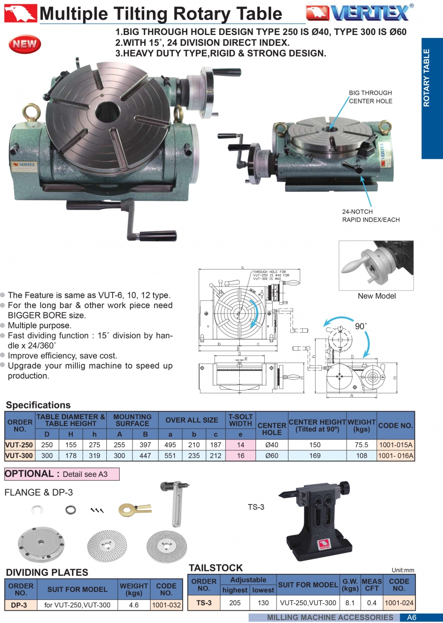 Bàn xoay nghiêng VUT-250, VUT-300 Vertex