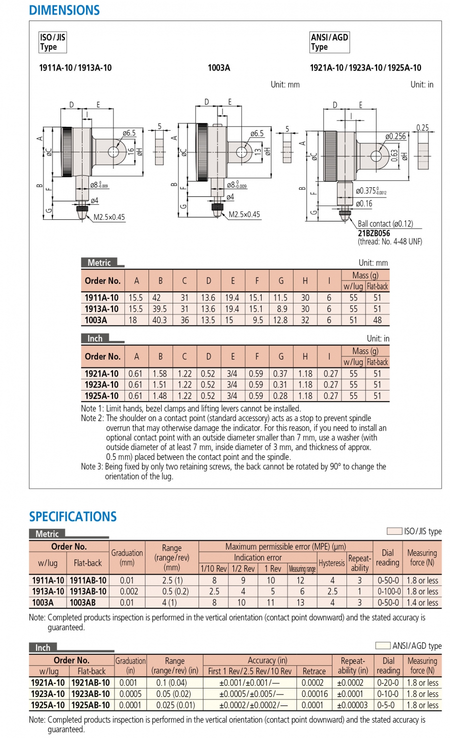 Đồng hồ so cơ khí Mitutoyo 1913A-10 (0-0.5mm/0.002mm)