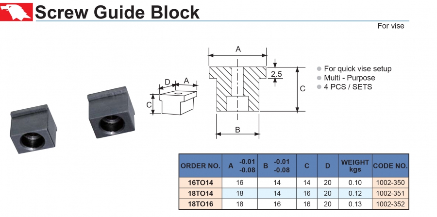 Khối định vị ê tô 16TO14, 18TO14, 18TO16 Vertex