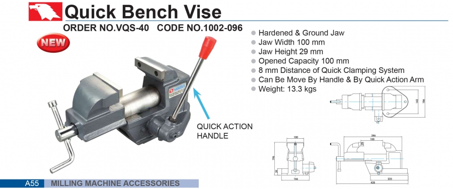 Ê tô bàn nguội kẹp nhanh VQS-40 Vertex