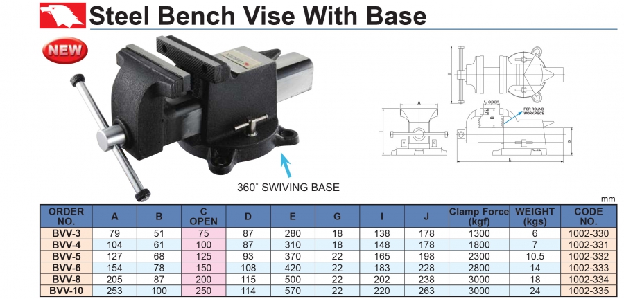 Ê tô bàn nguội BVV-3, BVV-4, BVV-5, BVV-6, BVV-8, BVV-10 Vertex