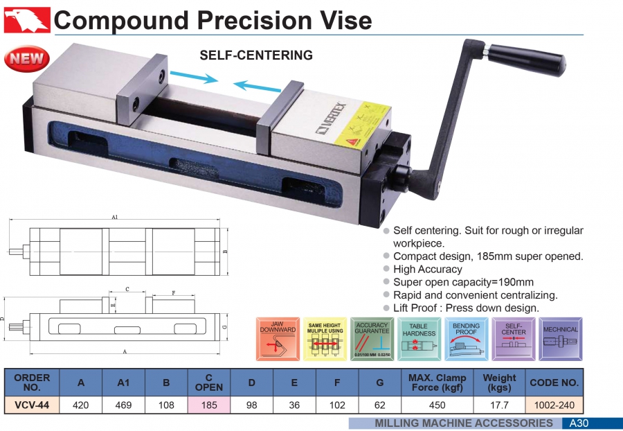 Ê tô chính xác kẹp đôi VCV-44 Vertex