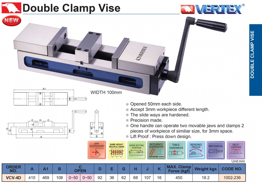 Ê tô chính xác kẹp đôi VCV-4D Vertex