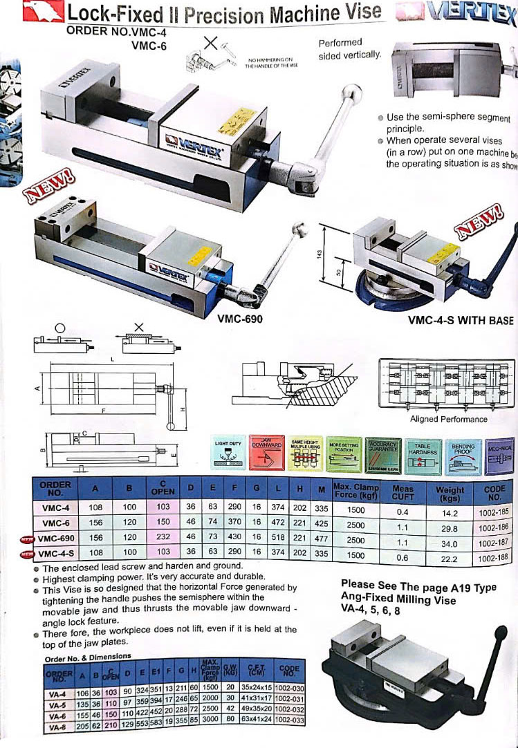 Ê tô chính xác khóa cố định VMC-4, VMC-6, VMC-690, VMC-4-S