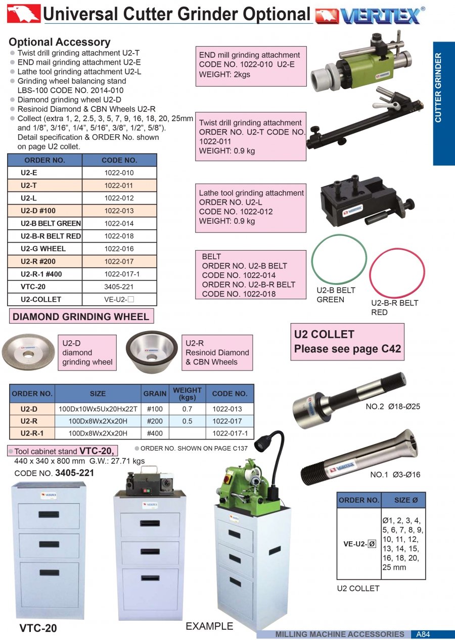 Phụ kiện mài dao phay ngón U2-E Vertex