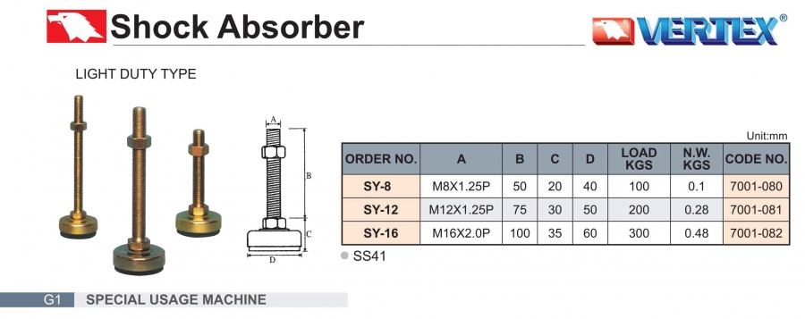 Bộ giảm chấn SY-8, SY-12, SY-16 Vertex