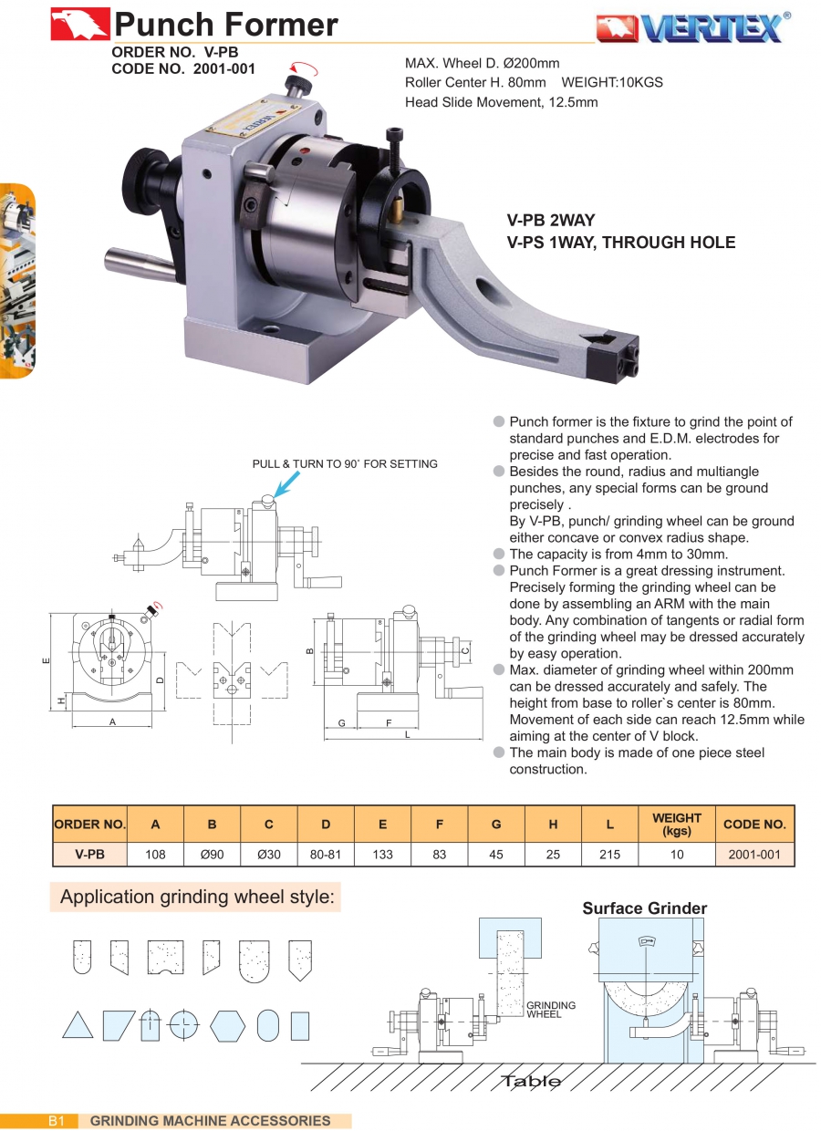 Thiết bị sửa đá, mài chốt V-PB Vertex