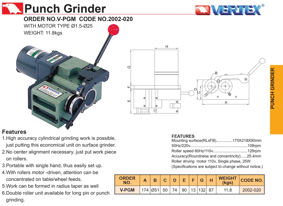 Thiết bị mài chốt bằng điện V-PGM Vertex