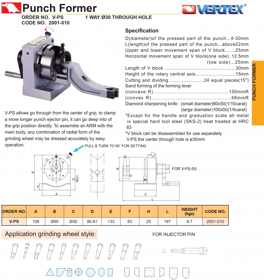 Thiết bị sửa đá, mài chốt V-PS Vertex