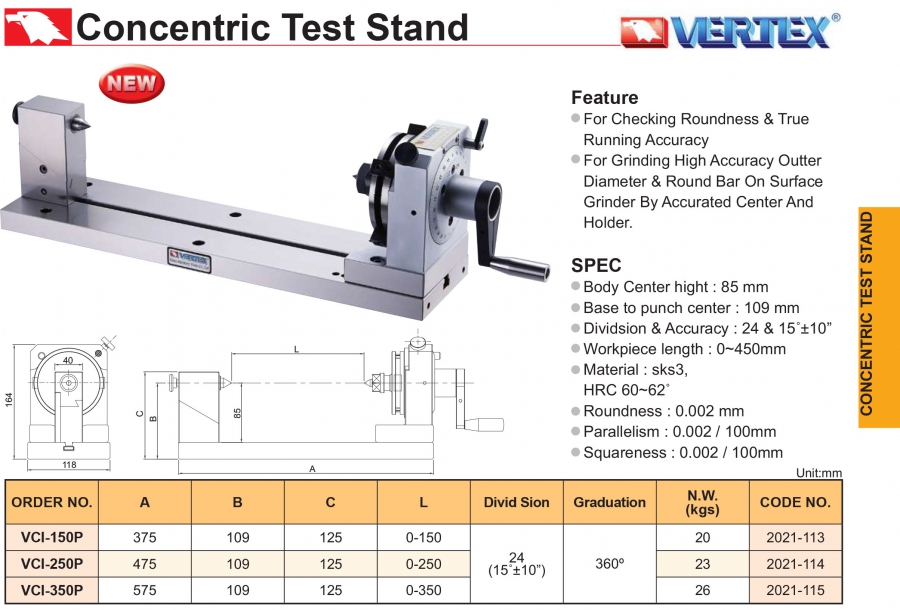 Thiết bị kiểm tra độ đồng tâm VCI-150P, VCI-250P, VCI-350P