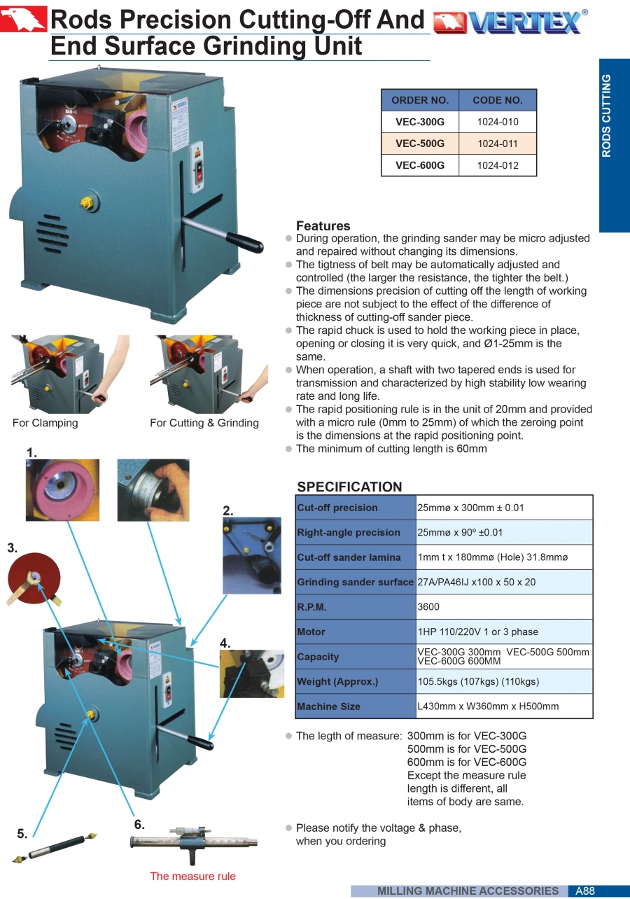 Máy cắt và mài chốt pin VEC-300G, VEC-500G, VEC-600G Vertex