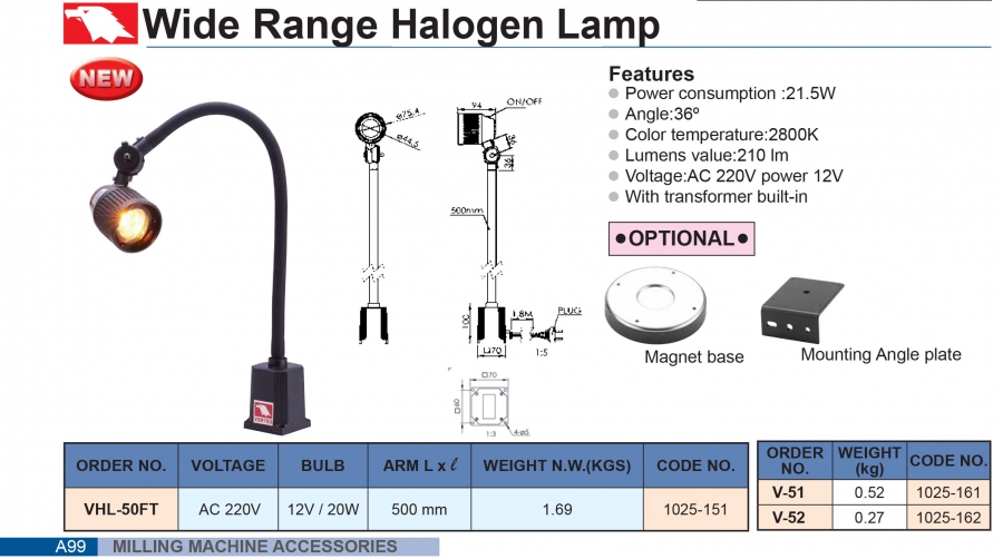 Đèn Halogen dải rộng VHL-50FT Vertex