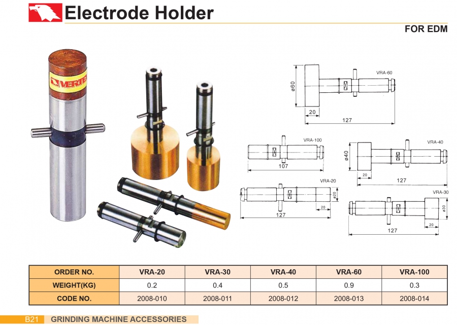 Gá kẹp điện cực VRA-20, VRA-30, VRA-40, VRA-60, VRA-100 Vertex