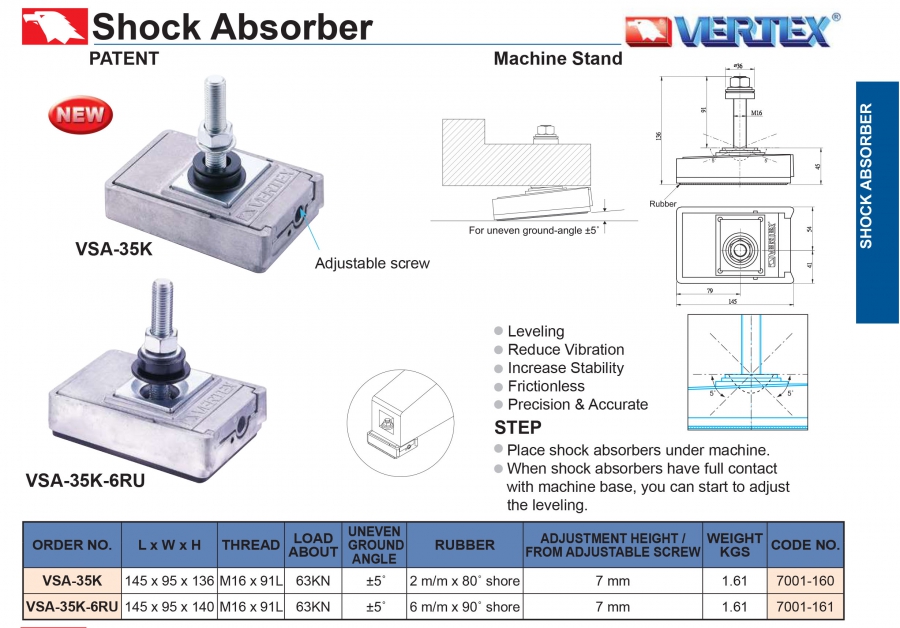 Bộ giảm chấn VSA-35K, VSA-35K-6RU Vertex