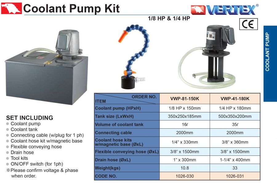 Bộ bơm dầu làm mát 1/4HP VWP-41-180K Vertex