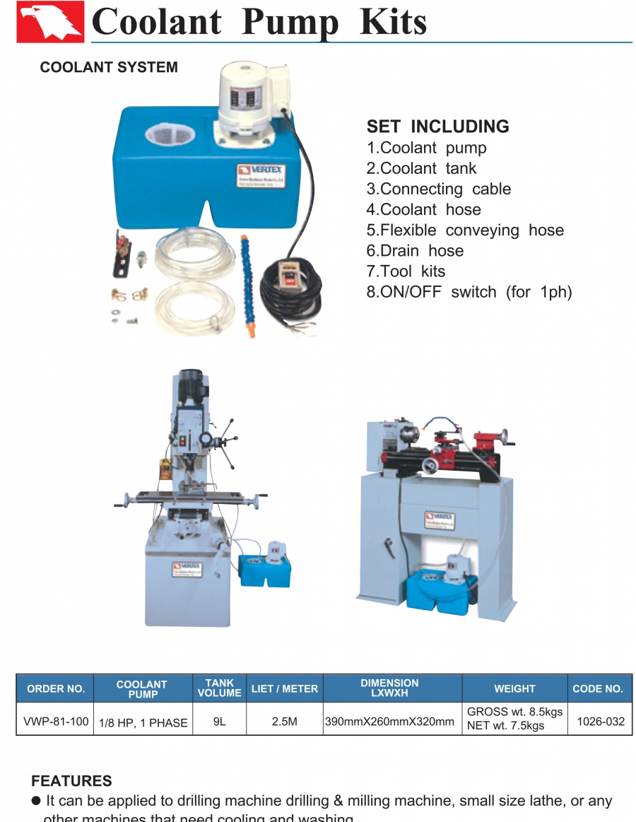 Bộ bơm dầu làm mát VWP-81-100 Vertex