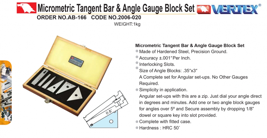 Bộ căn góc chính xác AB-166 Vertex